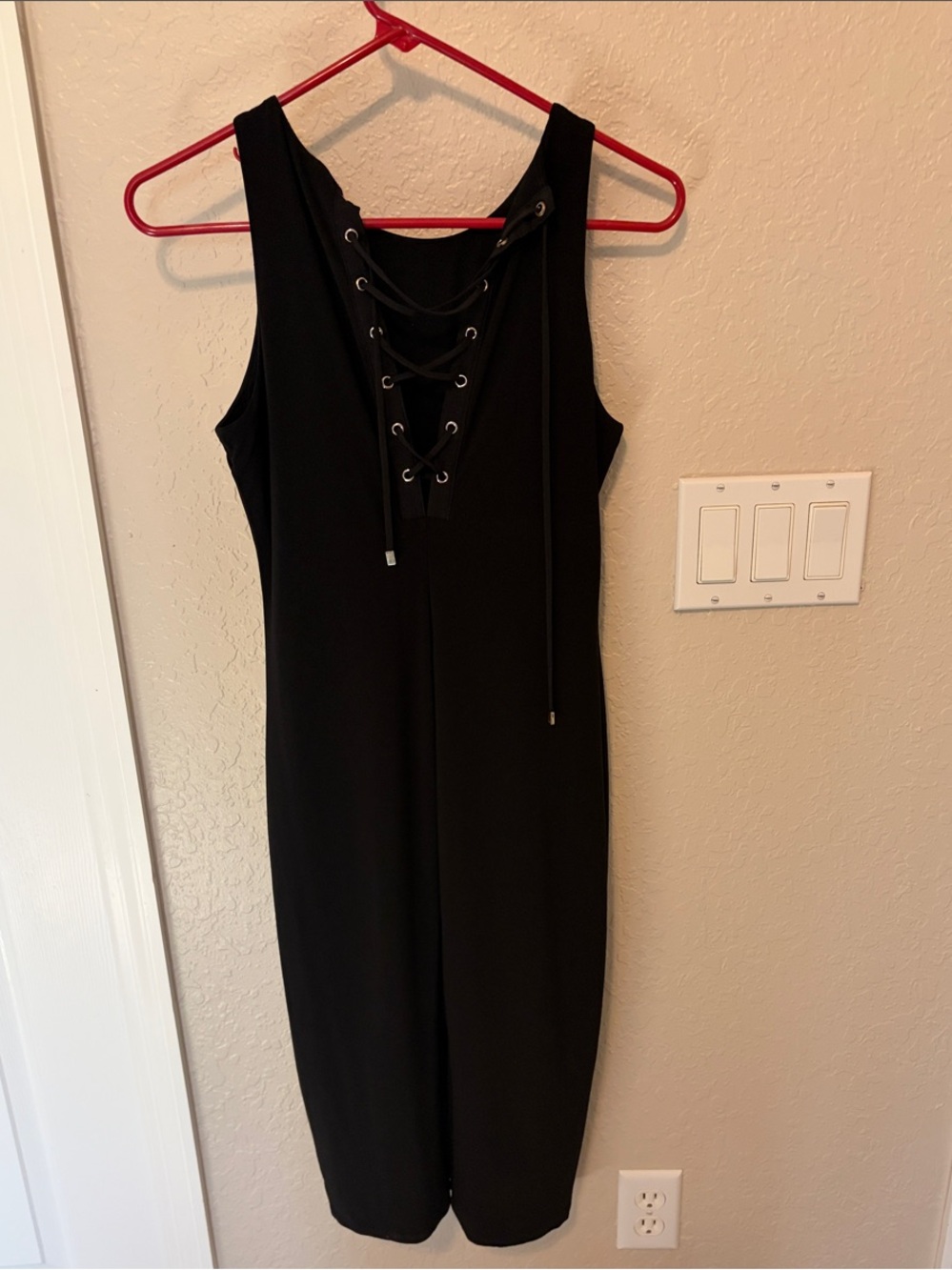White House Black Market Black Lace-Up Sleeveless Midi Dress